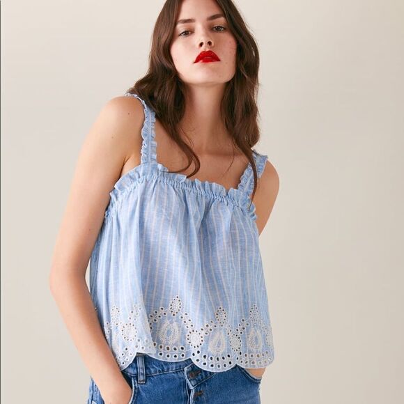 ✨ ZARA STRIPED RUFFLED TOP✨ - Picture 1 of 10